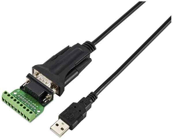 Produktbild: Renkforce USB 2.0, Seriell Adapter [1x USB 2.0 Stecker A - 1x Seriell (9pol.), Schraubklemmen] 1.80 m