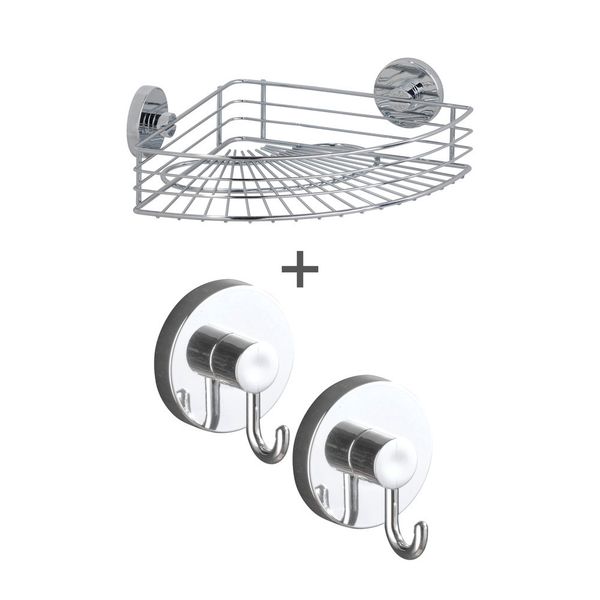 Vacuum-Loc® Eckablage Bari + Haken, 3-tlg., Befestigung ohne bohren