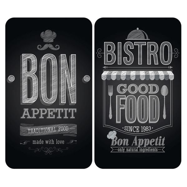 Glasabdeckplatten Universal Bon Appetit, 2er Set, aus schlagfestem Sicherheitsglas