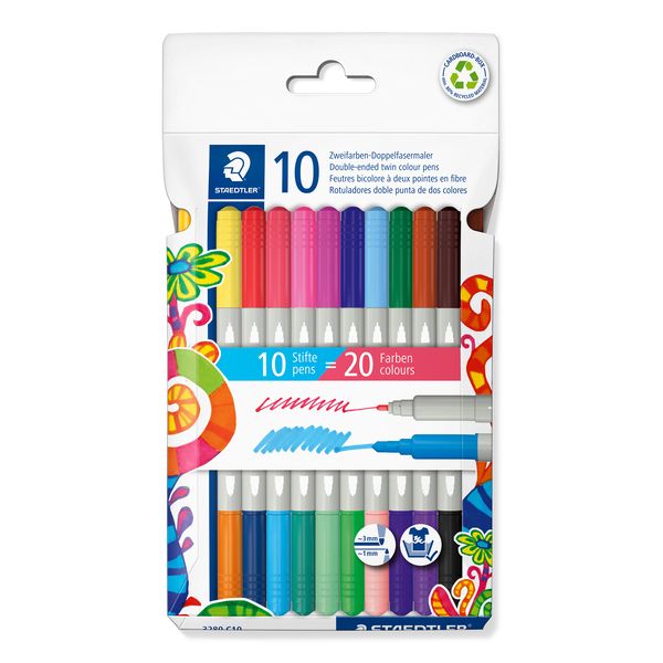 Produktbild: STAEDTLER Schreib- und Zeichbedarf 3280 Doppelfasermaler zweifarbig, 10er Set