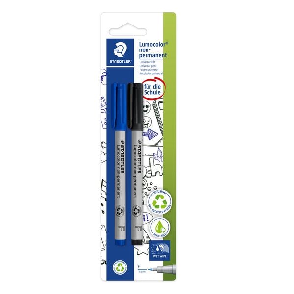 Produktbild: STAEDTLER Lumocolor School non perm F blau/schwarz