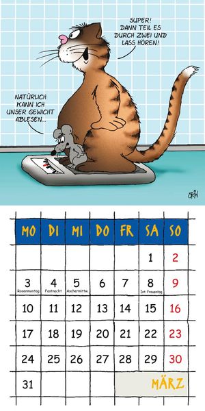 Produktbild: Uli Stein Tierisch kleiner Kalender 2025 f&uuml;r die Wand oder unterwegs