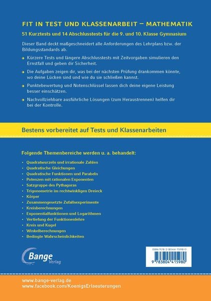 Produktbild: Fit in Test und Klassenarbeit &ndash; Mathematik 9./10. Klasse Gymnasium