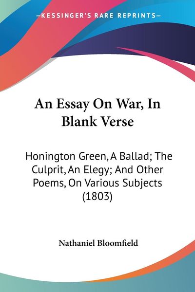 Produktbild: An Essay On War, In Blank Verse