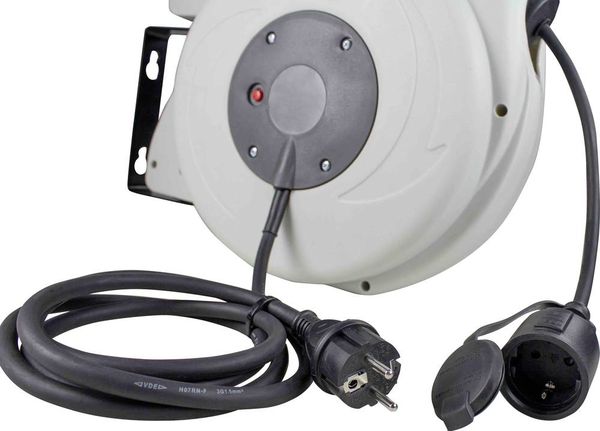 Produktbild: automatischer Kabelaufroller 8710418 Farbe grau/anthrazit Ausf&uuml;hrung Kabelaufroller mit Schuko-Stecker Zuleitung H07RN-F