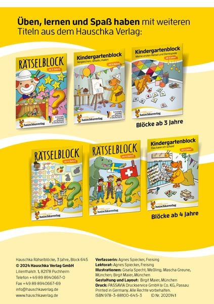 Produktbild: Rätselblock ab 3 Jahre, Band 2