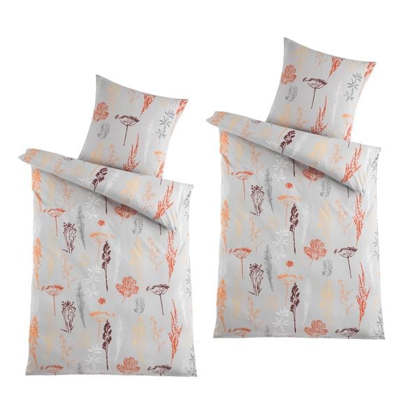 Produktbild: HTI-Living Mikrofaser Flausch Bettwäsche 2 Sets Grau/Orange