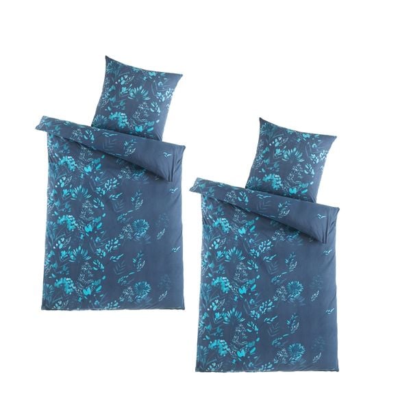 Produktbild: HTI-Living Mikrofaser Flausch Bettwäsche 2 Sets Petrol/Blau
