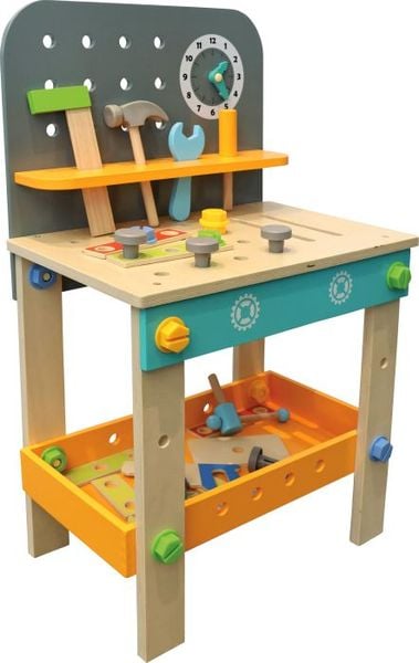 Produktbild: SpielMaus Holz Werkbank 40x26,5x65 cm, 44 Teile