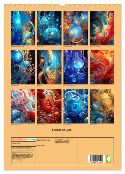 Produktbild: Lebendigs Glas (hochwertiger Premium Wandkalender 2026 DIN A2 hoch), Kunstdruck in Hochglanz