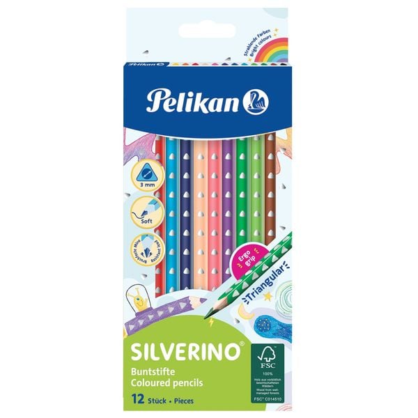 Pelikan Buntstifte SILVERINO dreieckig dünn, 12er Set