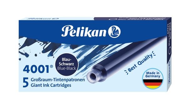 Pelikan Tintenpatronen 4001 5er Set Großraum-Patronen, Blau-Schwarz