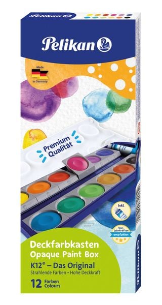 Produktbild: Pelikan Deckfarbkasten K12, 12 Farben und 1 Tube Deckwei&szlig;