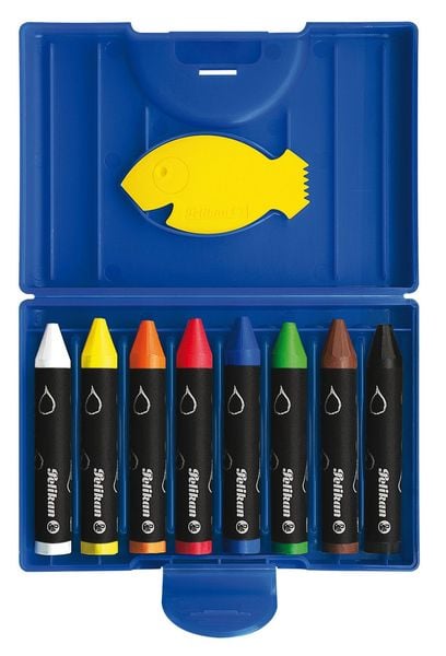 Produktbild: Pelikan Kunststoff-Etui mit 8 Wachsmalstiften und Schaber