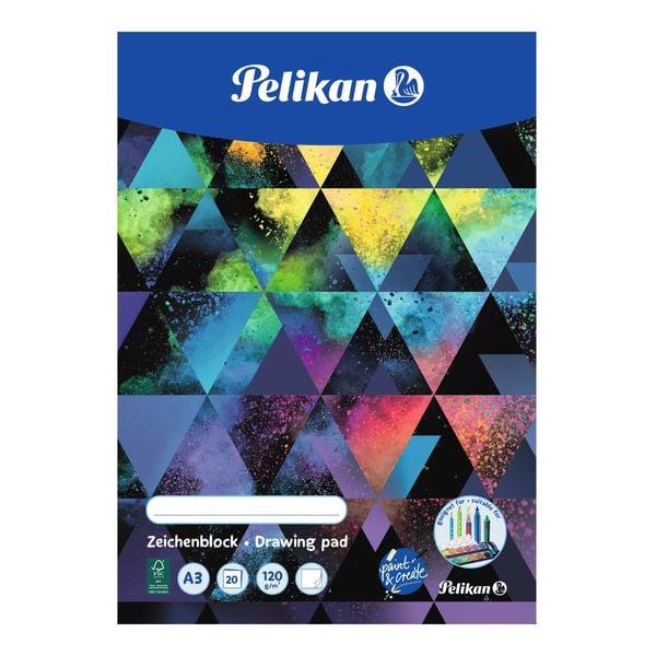 Pelikan Zeichenblock 120g/m² DIN A3, 20 Blatt, 2-fach sortiert