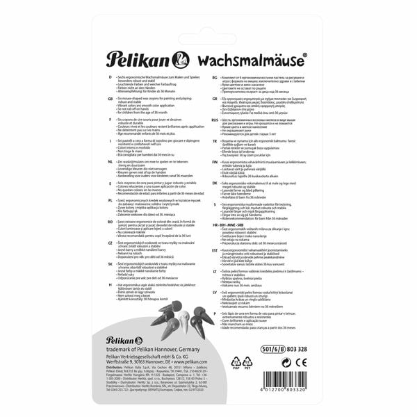 Produktbild: Pelikan Wachsmalstifte Wachsmalm&auml;use, 6er Set