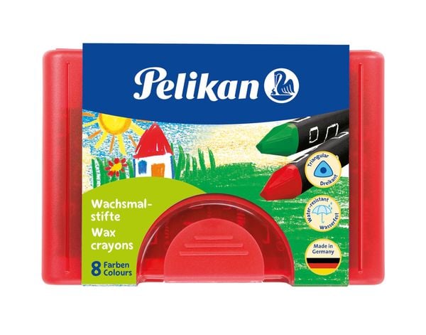 Produktbild: Pelikan Wachsmalstifte wasserfest dick dreieckig, 8er Set