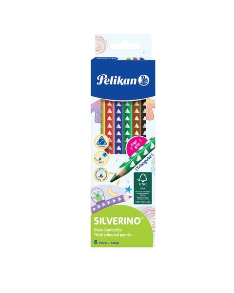 Pelikan Buntstifte SILVERINO dreieckig dick, 6er Set