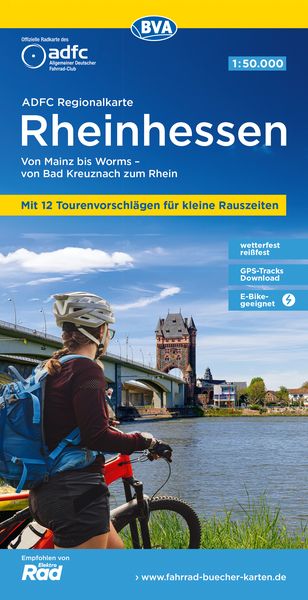 Produktbild: ADFC-Regionalkarte Rheinhessen, 1:50.000, mit Tagestourenvorschlägen, reiß- und wetterfest, E-Bike-geeignet, GPS-Tracks Download
