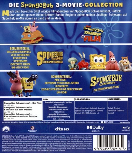Produktbild: Spongebob Schwammkopf 3-Movie Collection [3 BRs]