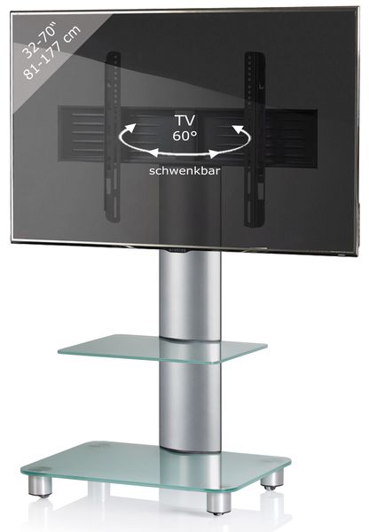 TV Standfuß Alu Glas Rollen Tosal ZW