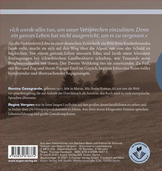 Produktbild: Als wir uns die Welt versprachen