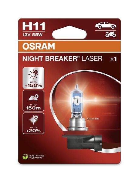 Produktbild: Osram Automotive 4062172395243 Halogen Leuchtmittel Night Breaker&reg; Laser Next Generation H11 55 W 12 V