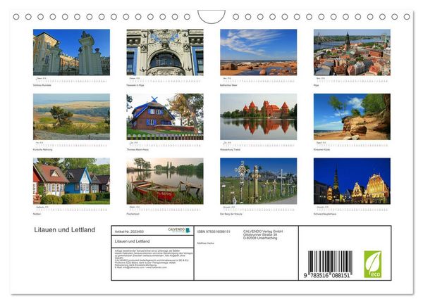 Produktbild: Litauen und Lettland (Wandkalender 2026 DIN A4 quer), CALVENDO Monatskalender