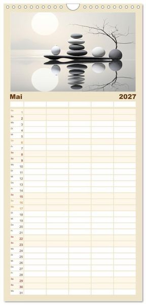 Produktbild: Familienplaner 2027 - Zen mit 5 Spalten (Wandkalender, 21 x 45 cm) CALVENDO