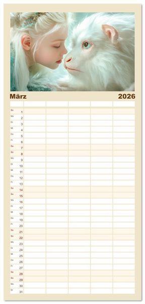 Produktbild: Familienplaner 2026 - Willkommen im Fantasieland - M&auml;rchenbilder mit 5 Spalten (Wandkalender, 21 x 45 cm) CALVENDO