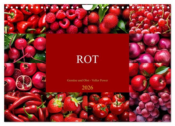 Produktbild: ROT - Gem&uuml;se und Obst - Voller Power (Wandkalender 2026 DIN A4 quer), CALVENDO Monatskalender