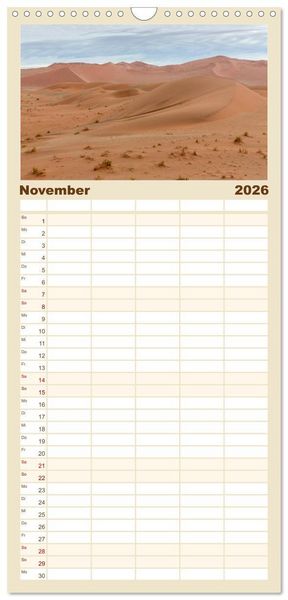 Produktbild: Familienplaner 2026 - Lichterf&uuml;lltes Namibia mit 5 Spalten (Wandkalender, 21 x 45 cm) CALVENDO