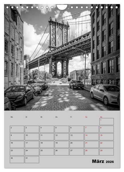 Produktbild: NEW YORK CITY Monochrome Stadtansichten (Wandkalender 2026 DIN A4 hoch), CALVENDO Monatskalender