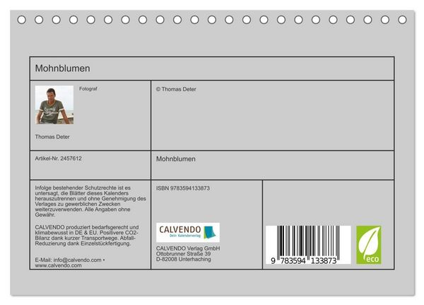 Produktbild: Mohnblumen (Tischkalender 2027 DIN A5 quer), CALVENDO Monatskalender