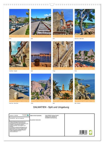 Produktbild: DALMATIEN - Split und Umgebung (Wandkalender 2026 DIN A2 hoch), CALVENDO Monatskalender