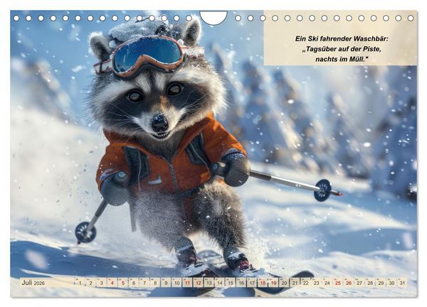 Produktbild: Tierisch lustige Skifahrer (Wandkalender 2026 DIN A4 quer), CALVENDO Monatskalender