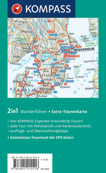 Produktbild: KOMPASS Wanderf&uuml;hrer Schweden S&uuml;d und Mitte, Von Sk&aring;ne bis Dalarna, 80 Touren