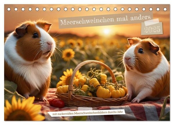 Meerschweinchen mal anders! (Tischkalender 2025 DIN A5 quer), CALVENDO Monatskalender