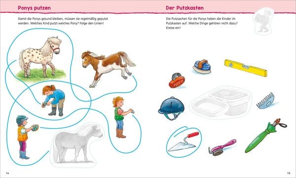 Produktbild: WAS IST WAS Kindergarten Malen R&auml;tseln Stickern Auf dem Ponyhof