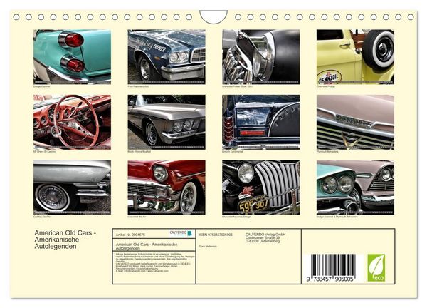 Produktbild: American Old Cars - Amerikanische Autolegenden (Wandkalender 2026 DIN A4 quer), CALVENDO Monatskalender