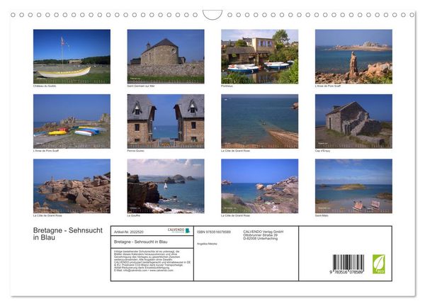 Produktbild: Bretagne - Sehnsucht in Blau (Wandkalender 2026 DIN A3 quer), CALVENDO Monatskalender