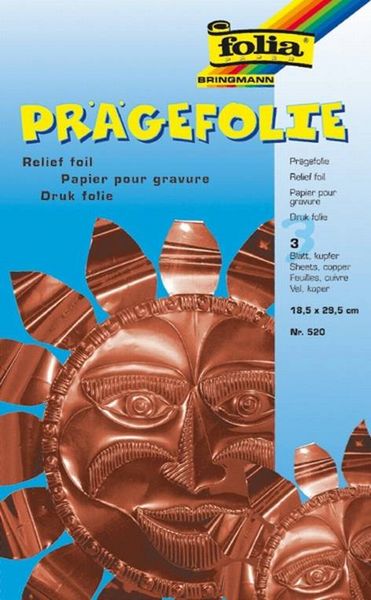 Produktbild: FOLIA Bastelartikel Pr&auml;gefolienmappe 70, 18,5x29cm, 3 Blatt, kupfer