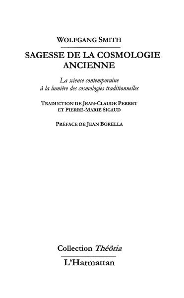 Produktbild: Sagesse de la cosmologie ancienne