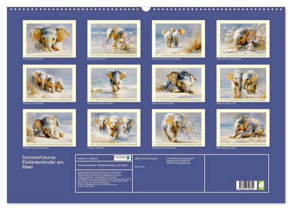 Produktbild: Sommertr&auml;ume. Elefantenkinder am Meer (Wandkalender 2027 DIN A2 quer), CALVENDO Monatskalender