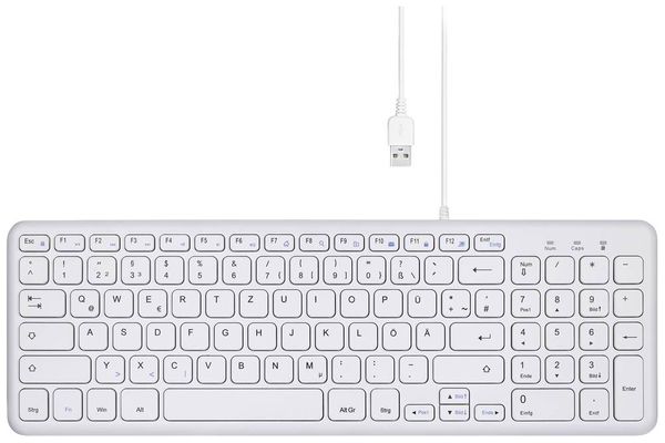Produktbild: Perixx PERIBOARD-213 DE W USB Tastatur Deutsch, QWERTZ Wei&szlig;