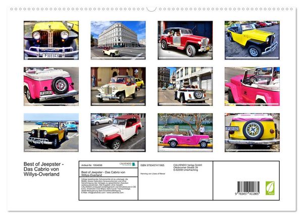 Produktbild: Best of Jeepster - Das Cabrio von Willys-Overland (hochwertiger Premium Wandkalender 2026 DIN A2 quer), Kunstdruck in Hochglanz