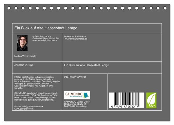 Produktbild: Ein Blick auf Alte Hansestadt Lemgo (Tischkalender 2026 DIN A5 quer), CALVENDO Monatskalender