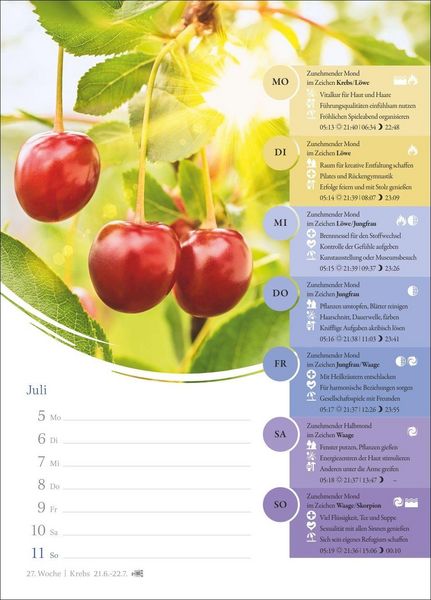Produktbild: Mondkalender Wochenkalender 2027 - 53 Wochenbl&auml;tter mit praktischen Tipps f&uuml;r jeden Tag