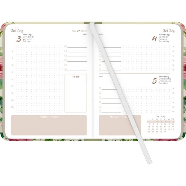 Daily Journal Roses 2026 - Taschen-Kalender A6 - Rose - Day By Day - 352 Seiten - Notiz-Buch - Alpha Edition