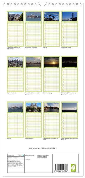 Produktbild: Familienplaner 2026 - San Francisco Westk&uuml;ste USA mit 5 Spalten (Wandkalender, 21 x 45 cm) CALVENDO